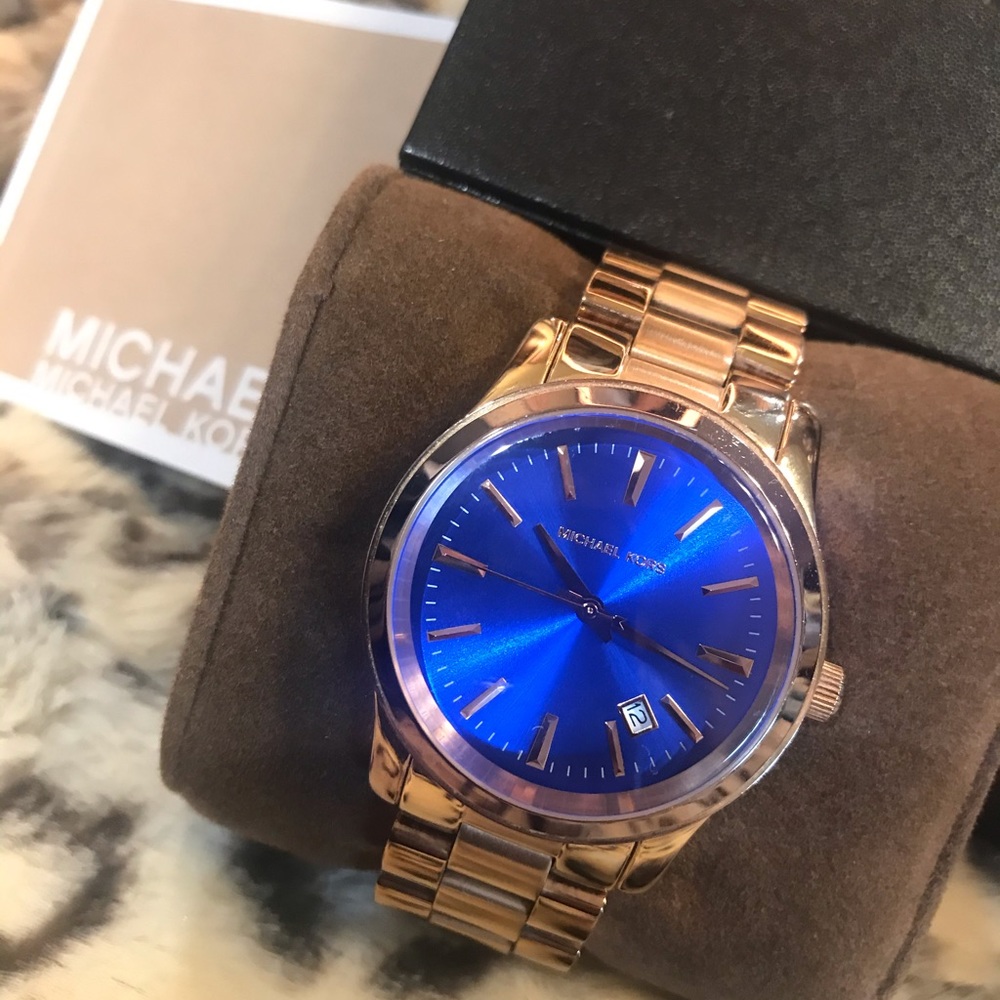 Michael Kors Cobalt Blue Rose Gold Watch